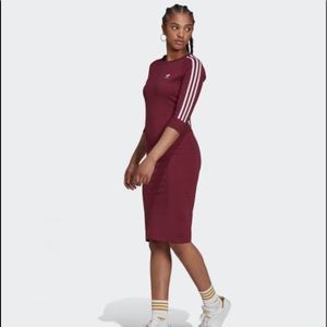 ADIDAS ORIGINALS WOMENS THREE STRIPE DRESS.  FORM FITTING SMALL